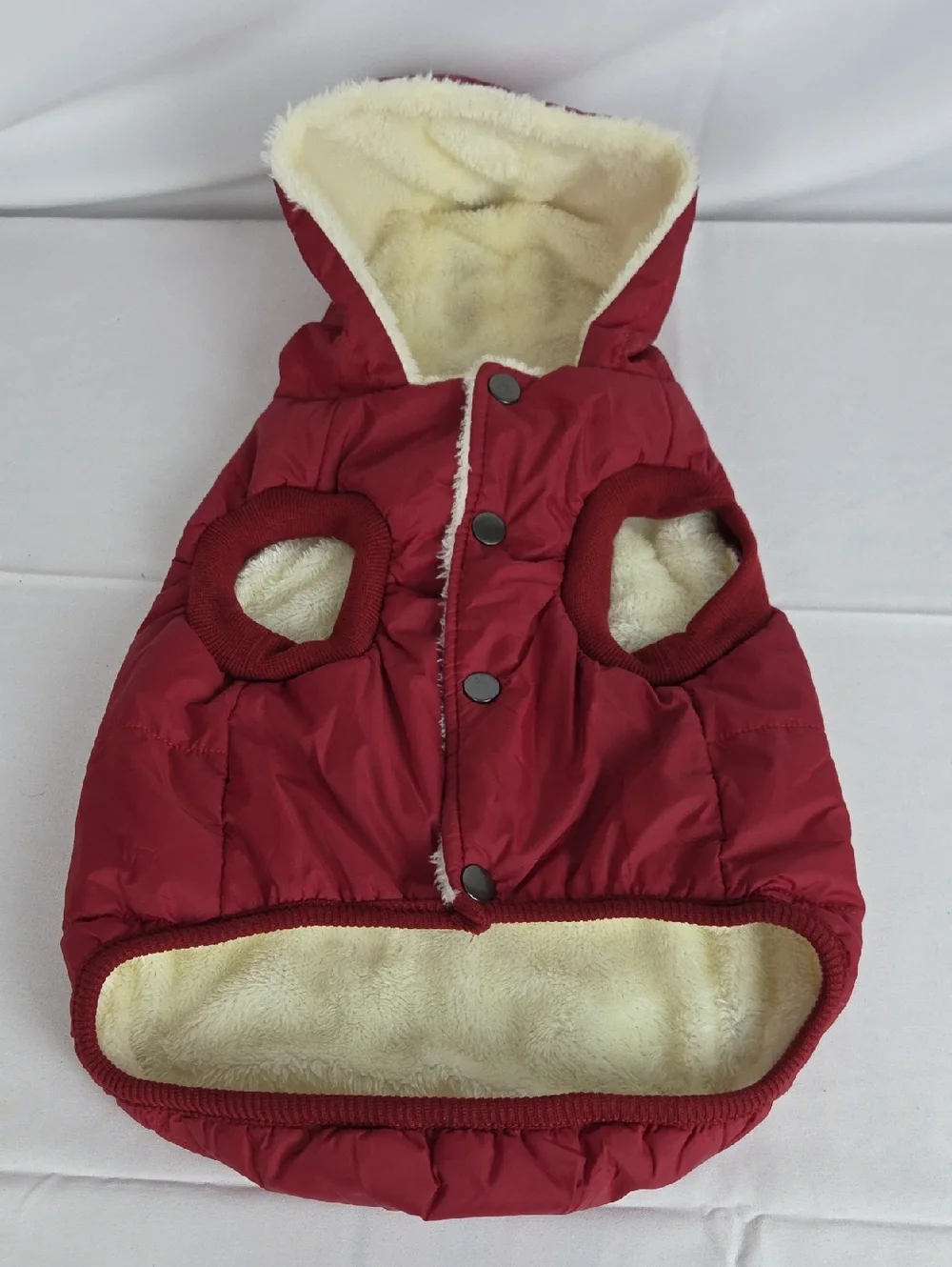 Dog Raincoat Large..Red Quilted Dog Puffer Jacket with Hood - Brand: